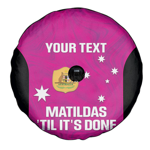 Custom Australia Soccer Spare Tire Cover Matildas Go Champions - Pink