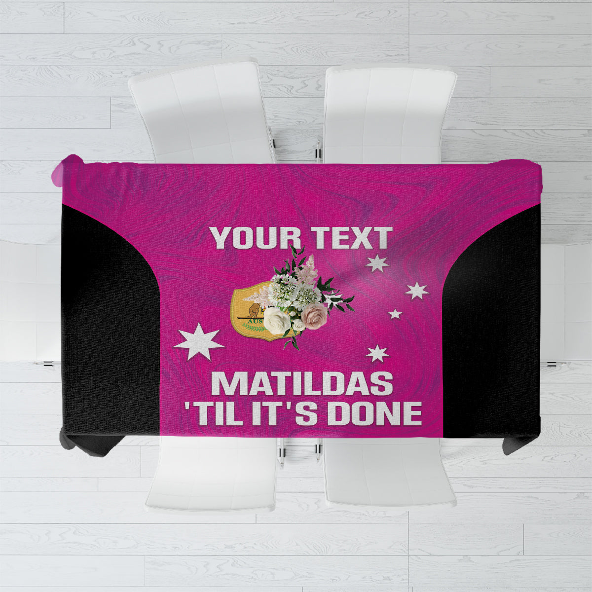 Custom Australia Soccer Tablecloth Matildas Go Champions - Pink