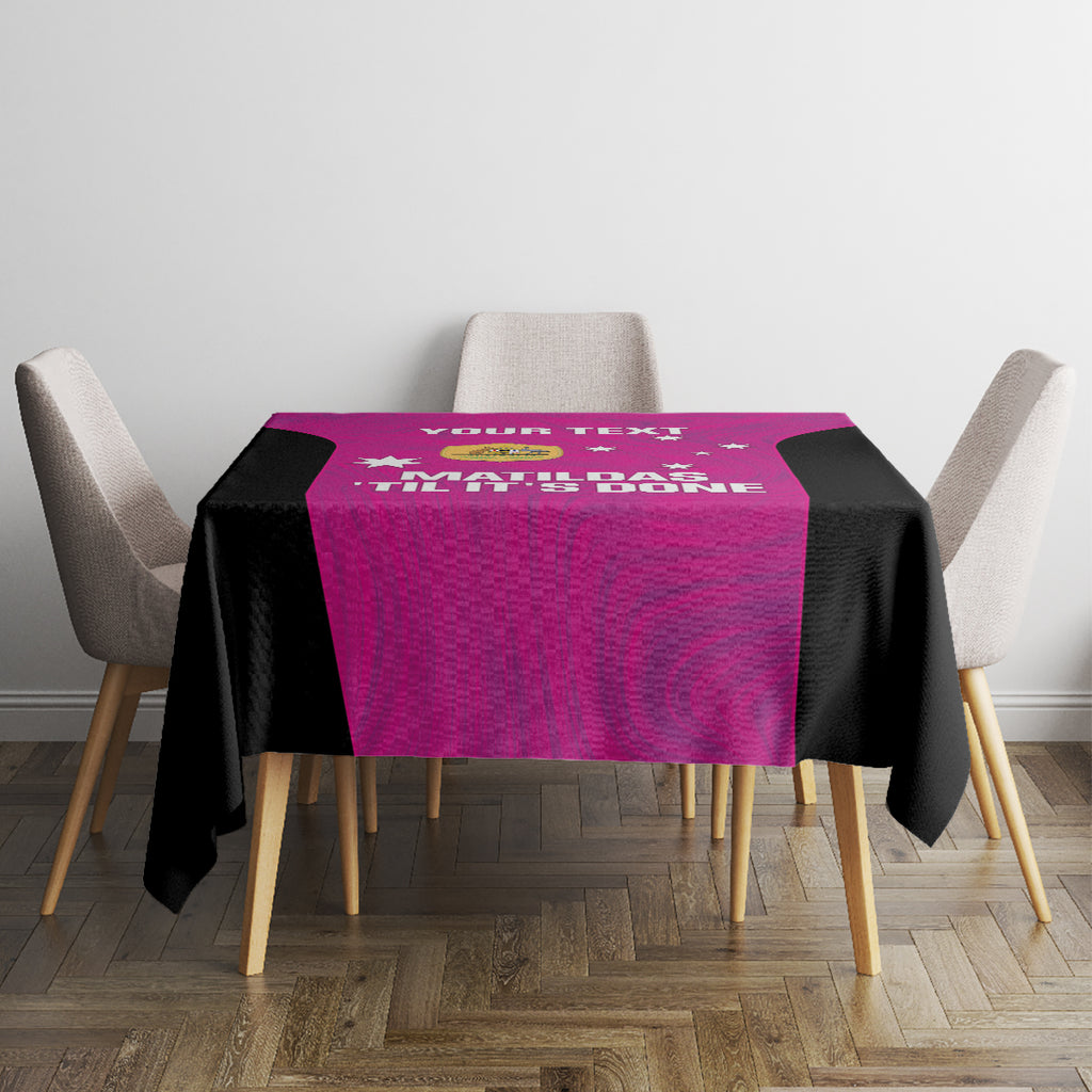 Custom Australia Soccer Tablecloth Matildas Go Champions - Pink