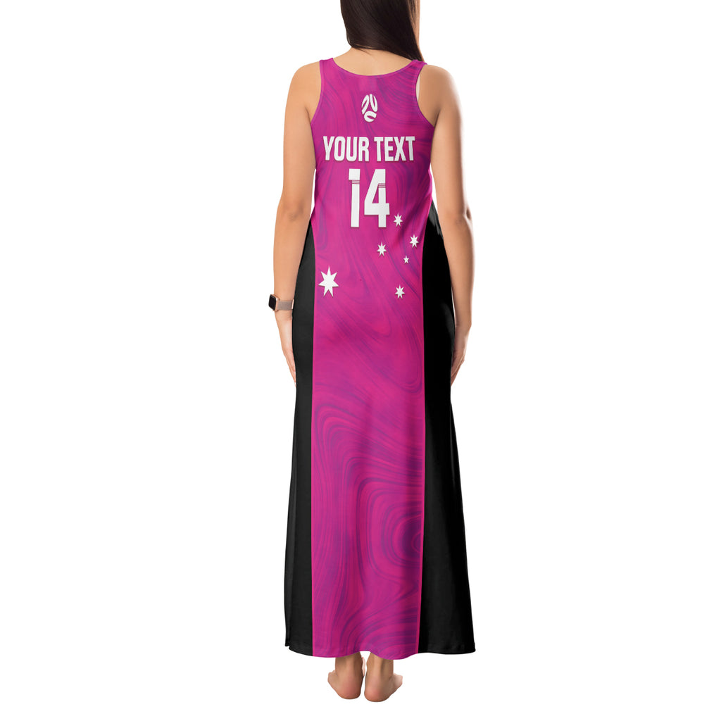Custom Australia Soccer Tank Maxi Dress Matildas Go Champions - Pink