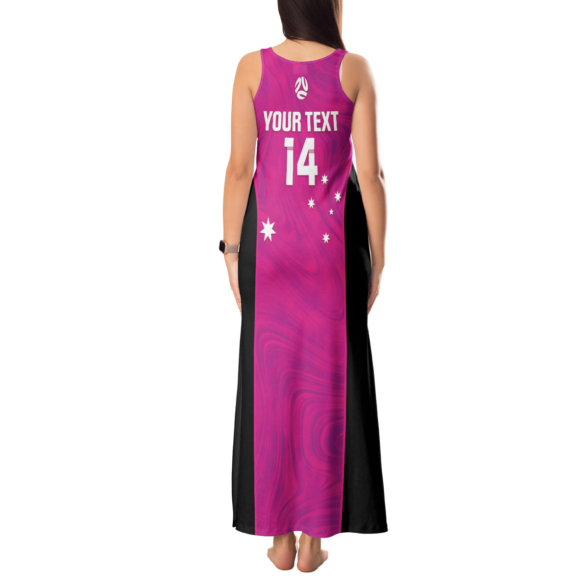 Custom Australia Soccer Tank Maxi Dress Matildas Go Champions - Pink