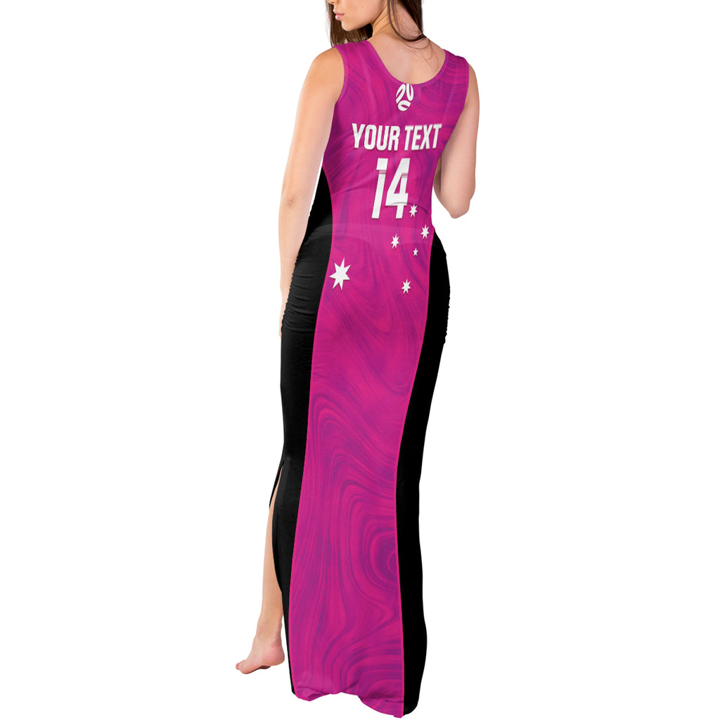Custom Australia Soccer Tank Maxi Dress Matildas Go Champions - Pink