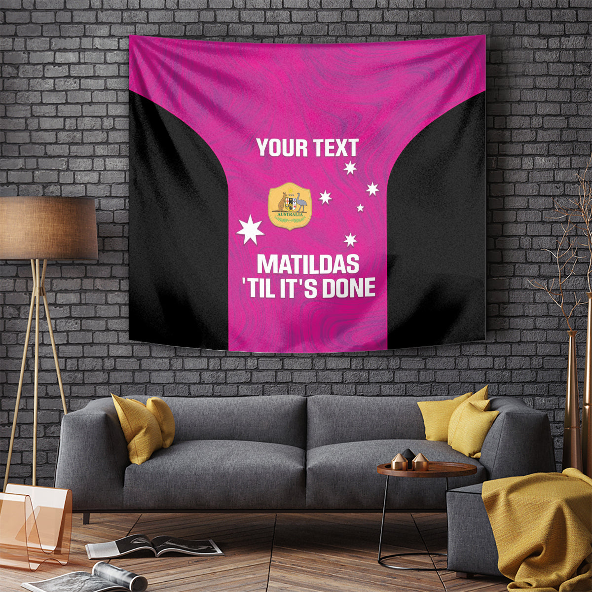 Custom Australia Soccer Tapestry Matildas Go Champions - Pink