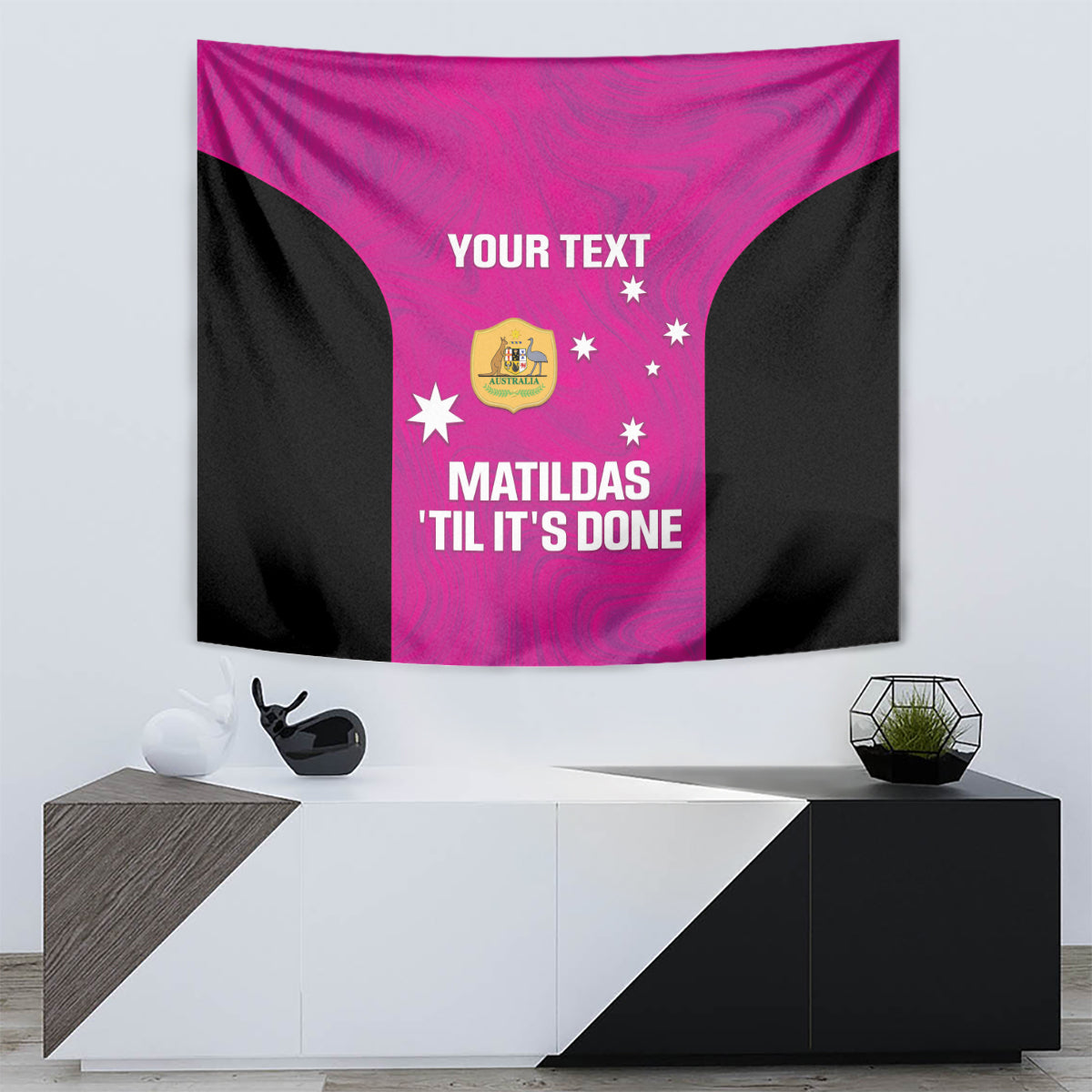 Custom Australia Soccer Tapestry Matildas Go Champions - Pink