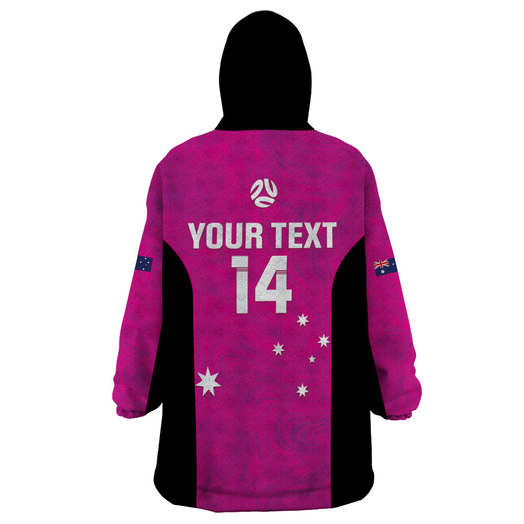 Custom Australia Soccer Wearable Blanket Hoodie Matildas Go Champions - Pink