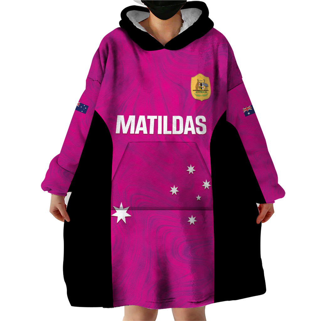Custom Australia Soccer Wearable Blanket Hoodie Matildas Go Champions - Pink