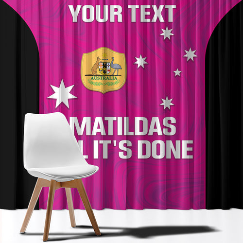 Custom Australia Soccer Window Curtain Matildas Go Champions - Pink