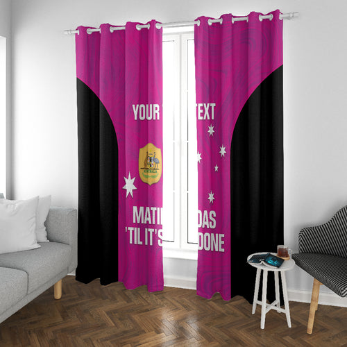 Custom Australia Soccer Window Curtain Matildas Go Champions - Pink