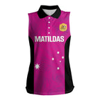 Custom Australia Soccer Women Sleeveless Polo Shirt Matildas Go Champions - Pink