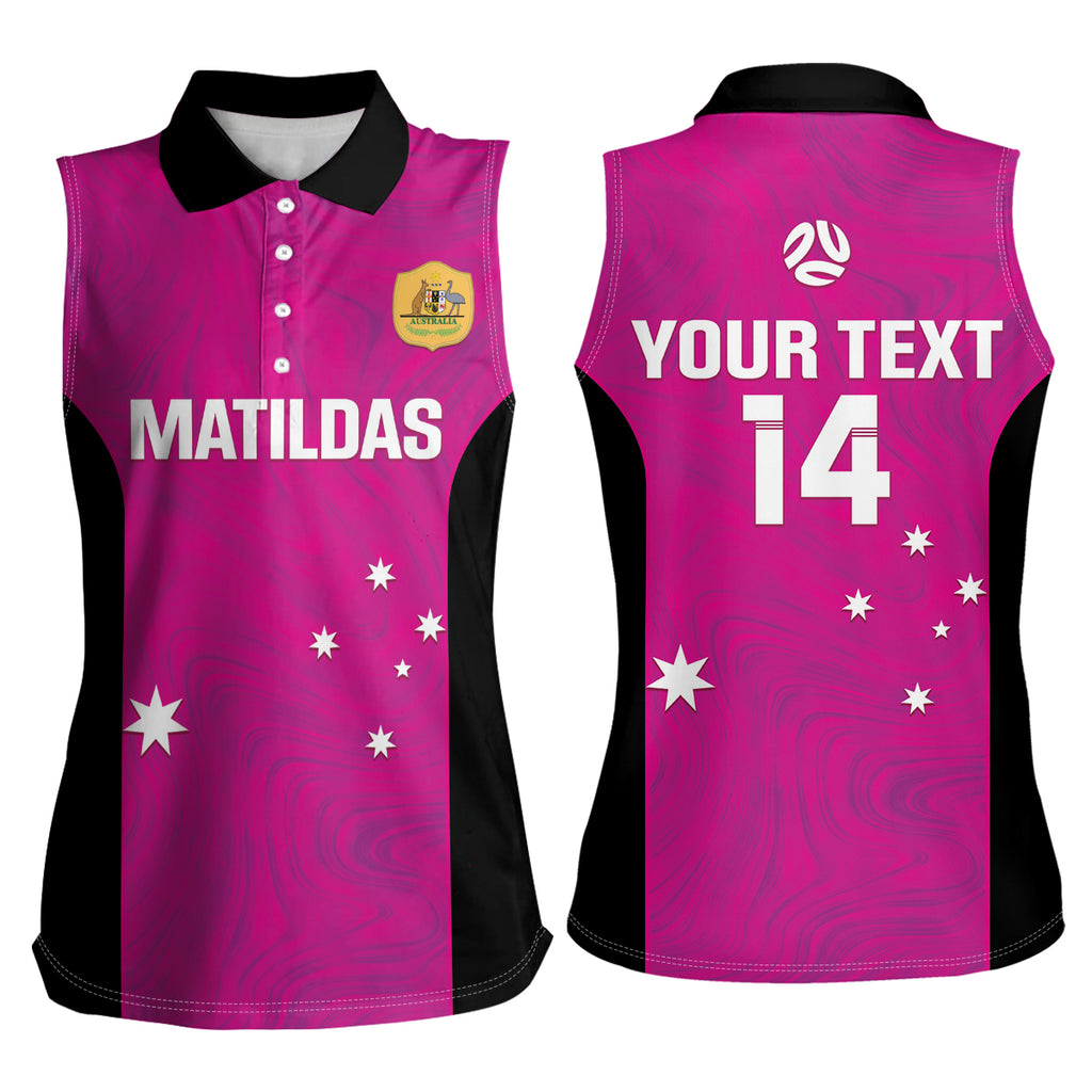 Custom Australia Soccer Women Sleeveless Polo Shirt Matildas Go Champions - Pink