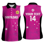 Custom Australia Soccer Women Sleeveless Polo Shirt Matildas Go Champions - Pink