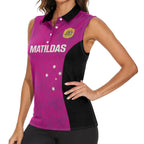Custom Australia Soccer Women Sleeveless Polo Shirt Matildas Go Champions - Pink