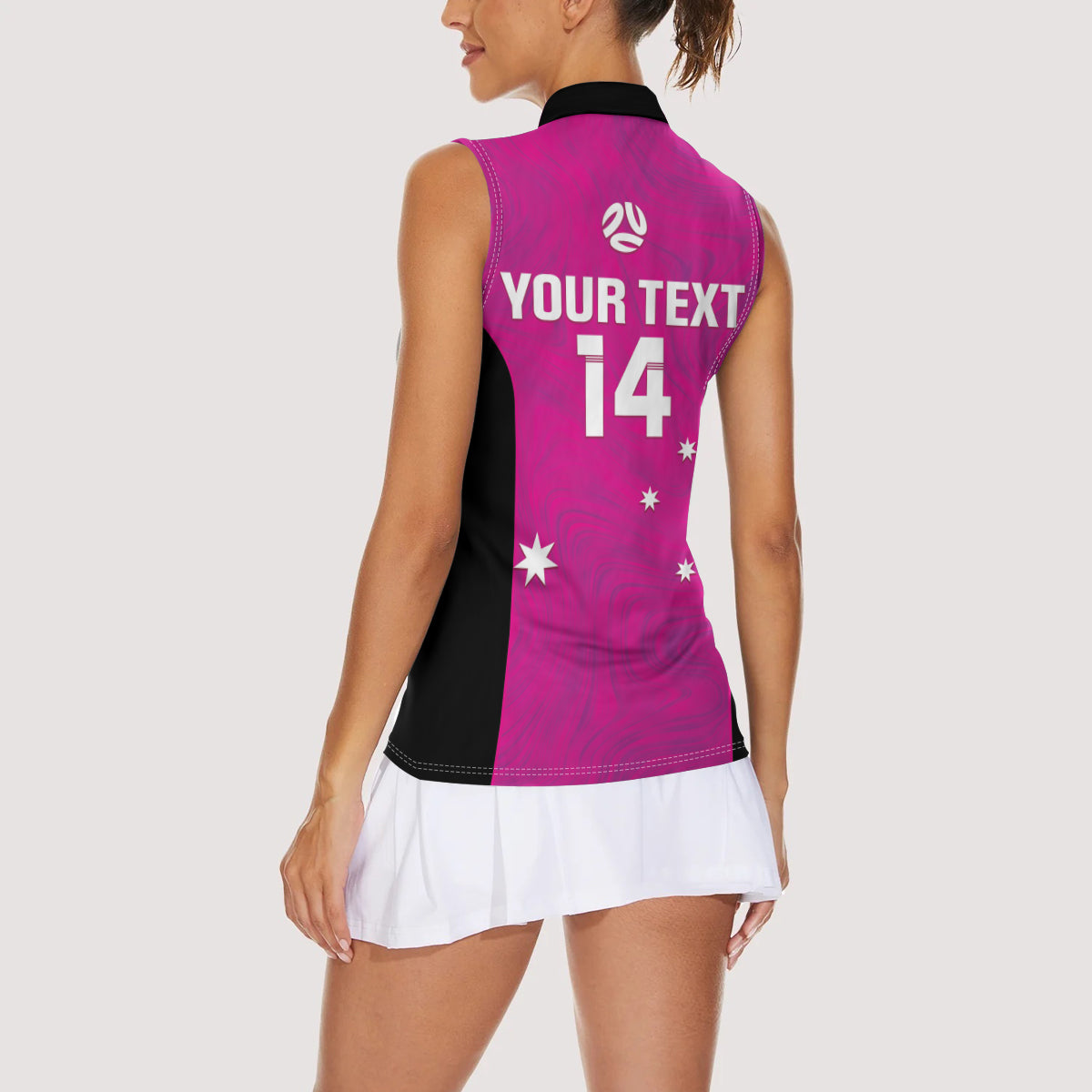 Custom Australia Soccer Women Sleeveless Polo Shirt Matildas Go Champions - Pink
