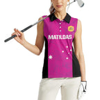 Custom Australia Soccer Women Sleeveless Polo Shirt Matildas Go Champions - Pink