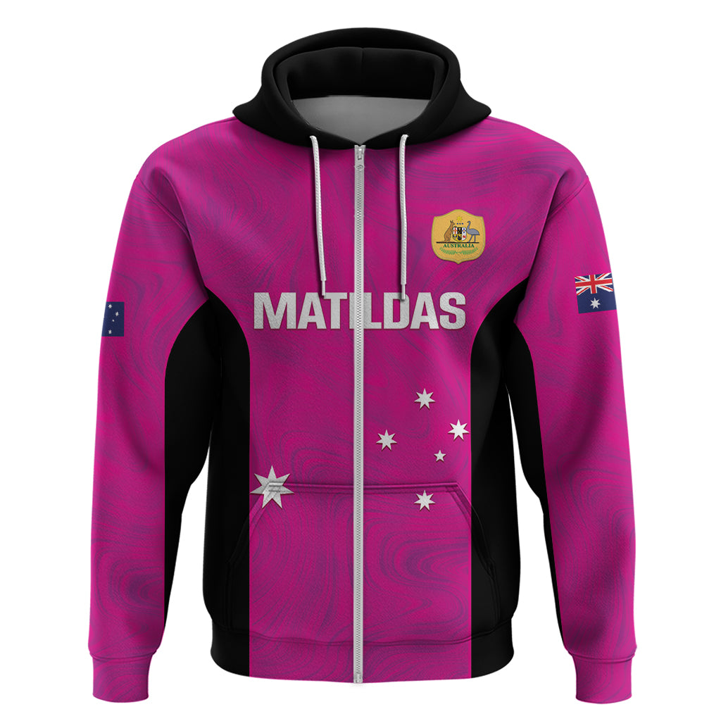Custom Australia Soccer Zip Hoodie Matildas Go Champions - Pink