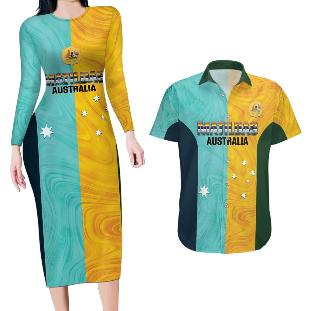 Custom Pride Month Matildas Couples Matching Long Sleeve Bodycon Dress and Hawaiian Shirt Australia Til Its Done Mixed Color
