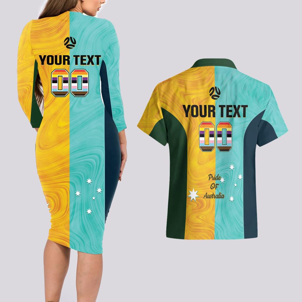 Custom Pride Month Matildas Couples Matching Long Sleeve Bodycon Dress and Hawaiian Shirt Australia Til Its Done Mixed Color