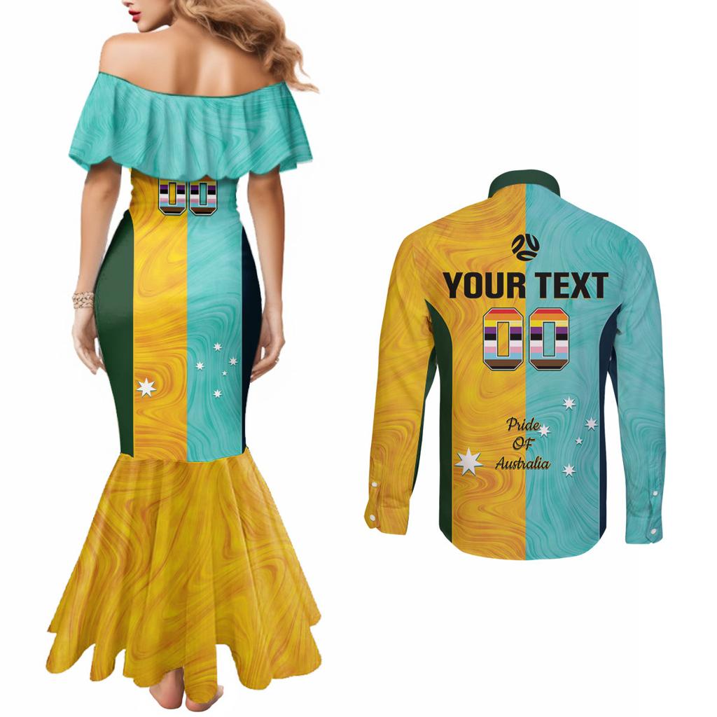 Custom Pride Month Matildas Couples Matching Mermaid Dress and Long Sleeve Button Shirt Australia Til Its Done Mixed Color