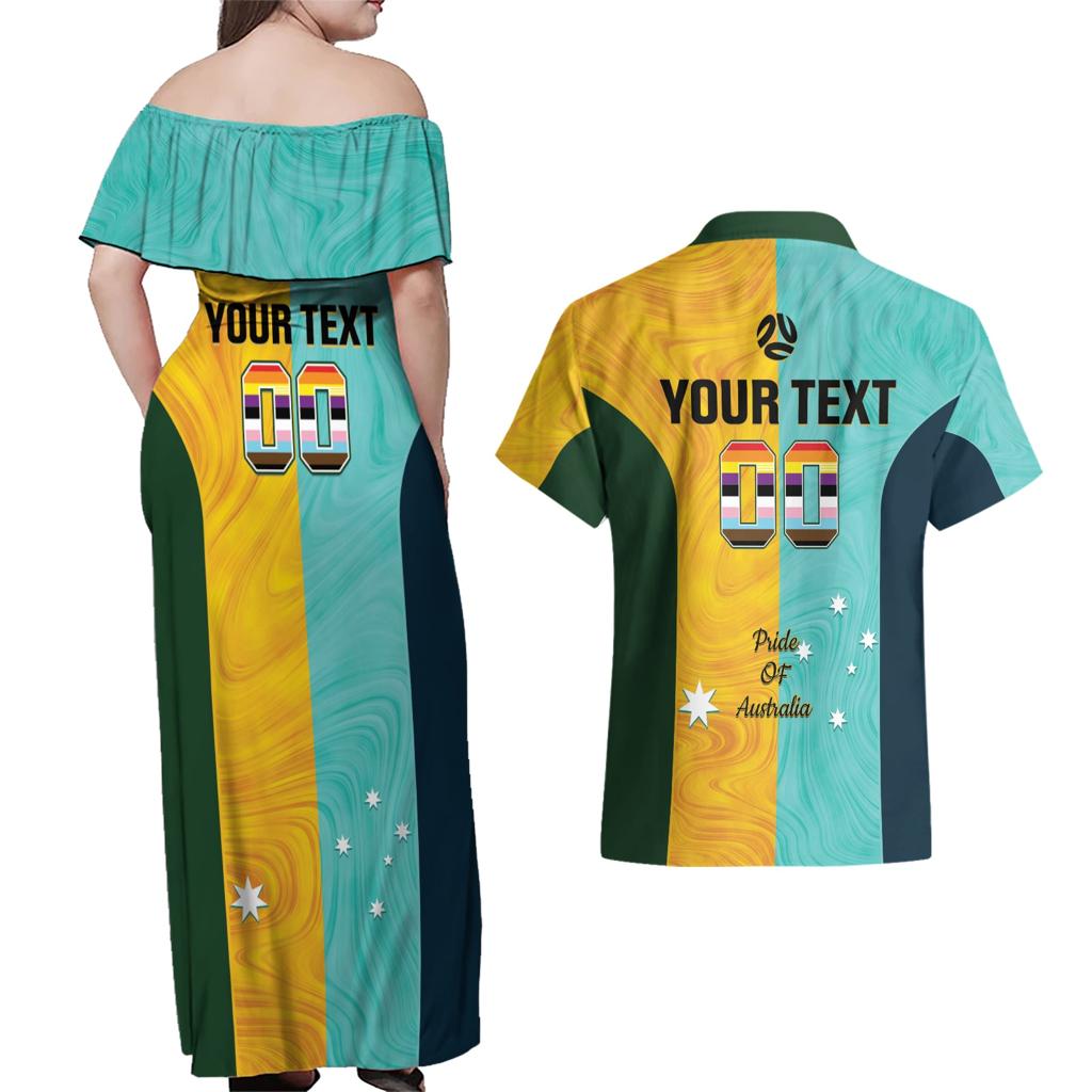 Custom Pride Month Matildas Couples Matching Off Shoulder Maxi Dress and Hawaiian Shirt Australia Til Its Done Mixed Color