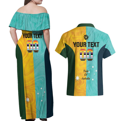Custom Pride Month Matildas Couples Matching Off Shoulder Maxi Dress and Hawaiian Shirt Australia Til Its Done Mixed Color