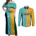 Custom Pride Month Matildas Couples Matching Off Shoulder Maxi Dress and Long Sleeve Button Shirt Australia Til Its Done Mixed Color