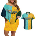 Custom Pride Month Matildas Couples Matching Off Shoulder Short Dress and Hawaiian Shirt Australia Til Its Done Mixed Color