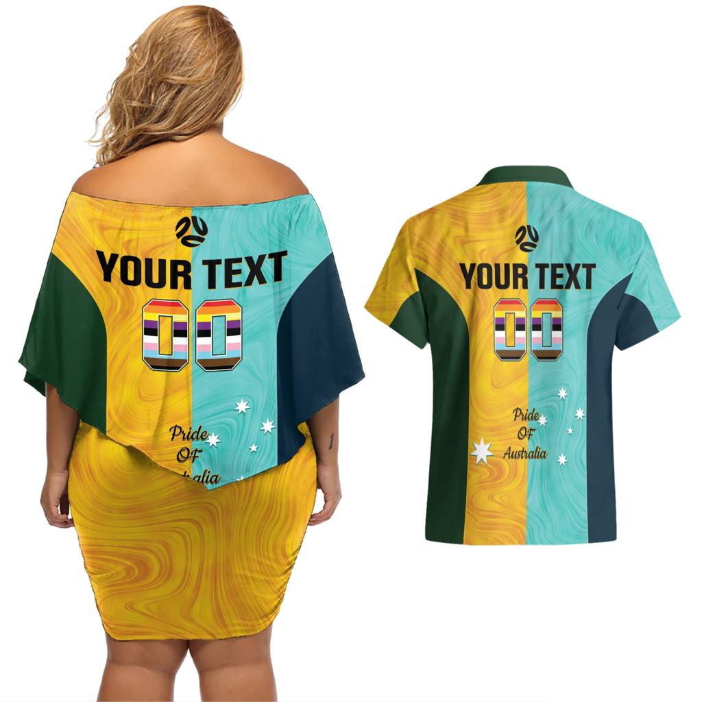 Custom Pride Month Matildas Couples Matching Off Shoulder Short Dress and Hawaiian Shirt Australia Til Its Done Mixed Color