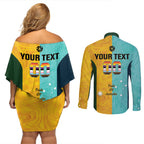 Custom Pride Month Matildas Couples Matching Off Shoulder Short Dress and Long Sleeve Button Shirt Australia Til Its Done Mixed Color