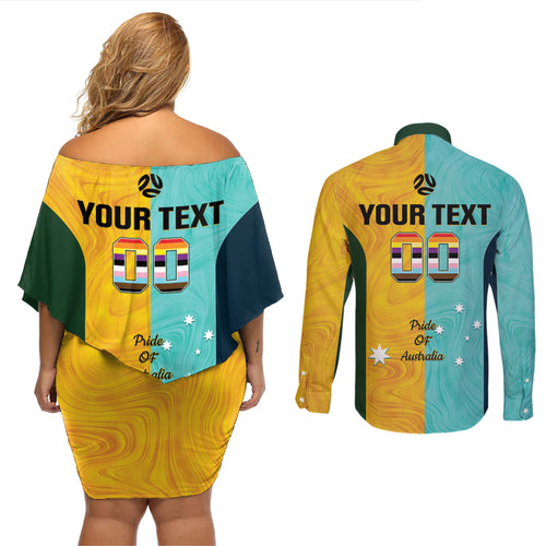 Custom Pride Month Matildas Couples Matching Off Shoulder Short Dress and Long Sleeve Button Shirt Australia Til Its Done Mixed Color