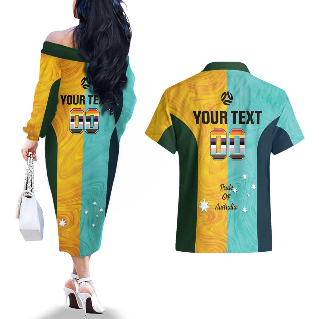 Custom Pride Month Matildas Couples Matching Off The Shoulder Long Sleeve Dress and Hawaiian Shirt Australia Til Its Done Mixed Color