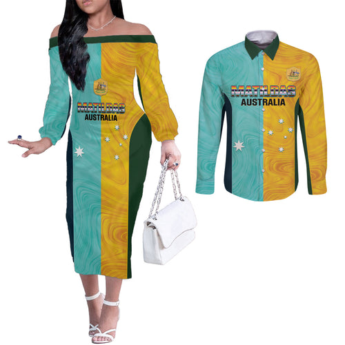 Custom Pride Month Matildas Couples Matching Off The Shoulder Long Sleeve Dress and Long Sleeve Button Shirt Australia Til Its Done Mixed Color