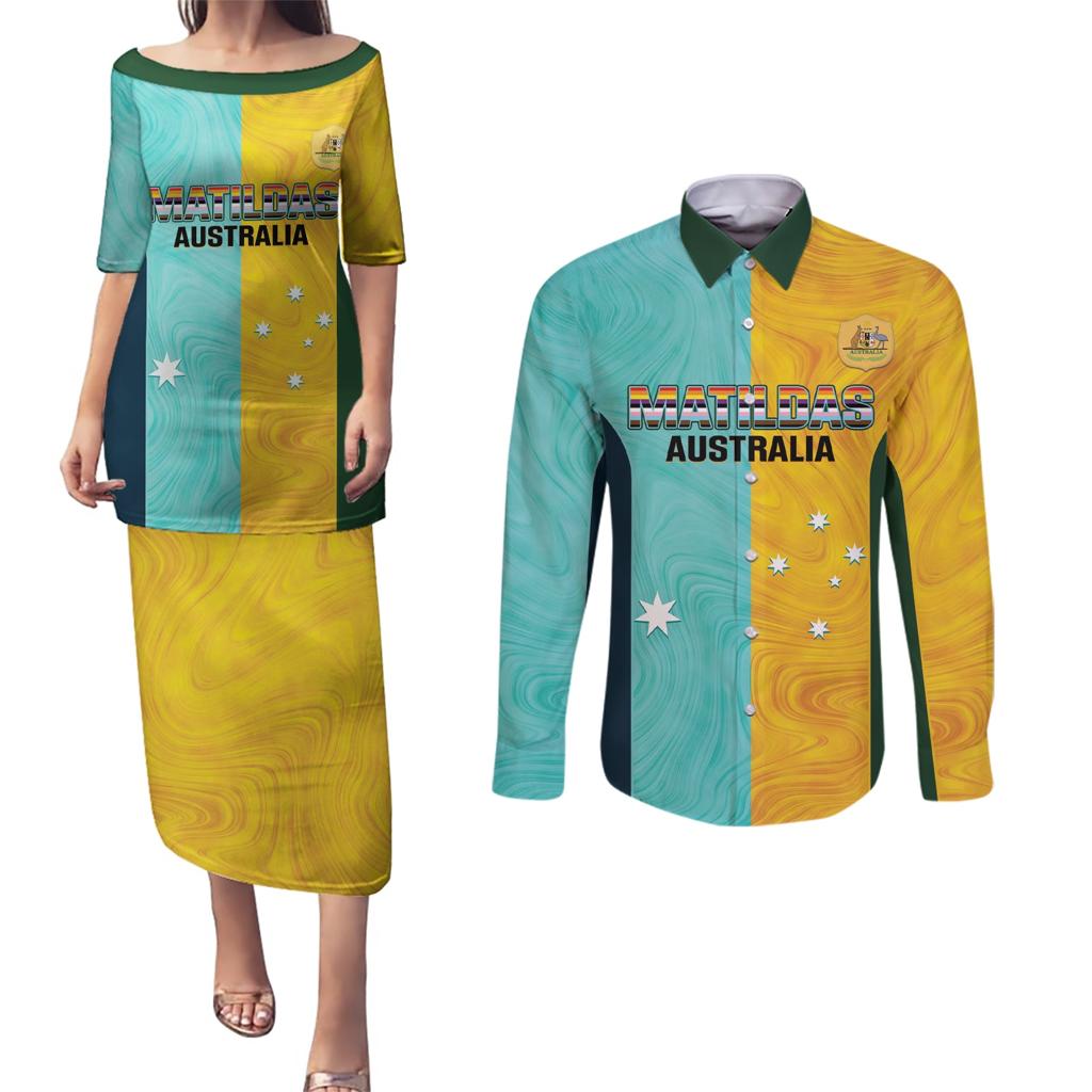 Custom Pride Month Matildas Couples Matching Puletasi and Long Sleeve Button Shirt Australia Til Its Done Mixed Color