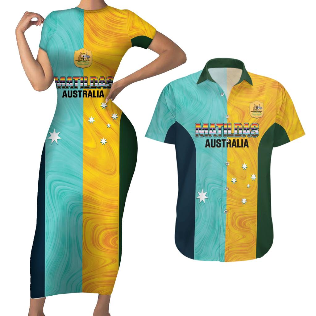 Custom Pride Month Matildas Couples Matching Short Sleeve Bodycon Dress and Hawaiian Shirt Australia Til Its Done Mixed Color
