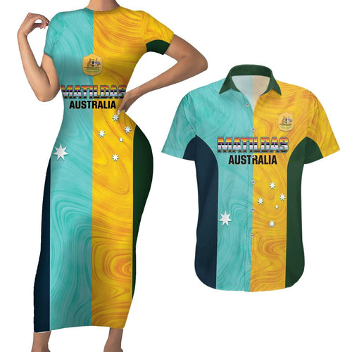 Custom Pride Month Matildas Couples Matching Short Sleeve Bodycon Dress and Hawaiian Shirt Australia Til Its Done Mixed Color