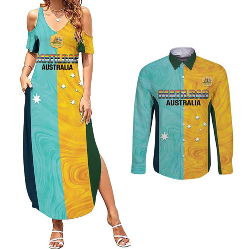 Custom Pride Month Matildas Couples Matching Summer Maxi Dress and Long Sleeve Button Shirt Australia Til Its Done Mixed Color