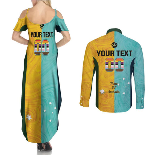 Custom Pride Month Matildas Couples Matching Summer Maxi Dress and Long Sleeve Button Shirt Australia Til Its Done Mixed Color