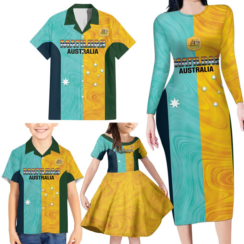 Custom Pride Month Matildas Family Matching Long Sleeve Bodycon Dress and Hawaiian Shirt Australia Til Its Done Mixed Color