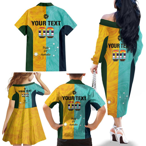 Custom Pride Month Matildas Family Matching Off The Shoulder Long Sleeve Dress and Hawaiian Shirt Australia Til Its Done Mixed Color