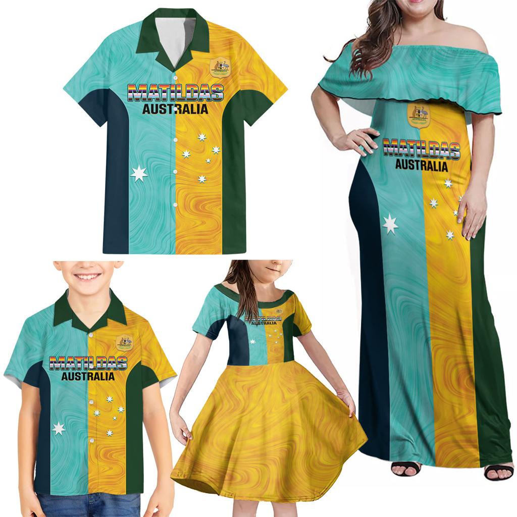 Custom Pride Month Matildas Family Matching Off Shoulder Maxi Dress and Hawaiian Shirt Australia Til Its Done Mixed Color