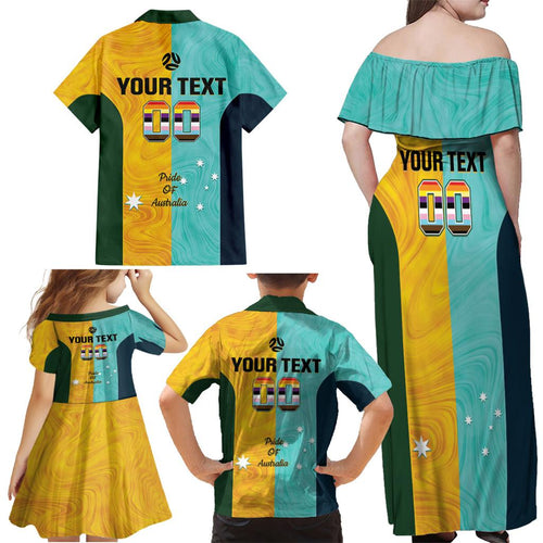Custom Pride Month Matildas Family Matching Off Shoulder Maxi Dress and Hawaiian Shirt Australia Til Its Done Mixed Color
