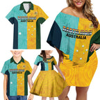 Custom Pride Month Matildas Family Matching Off Shoulder Short Dress and Hawaiian Shirt Australia Til Its Done Mixed Color