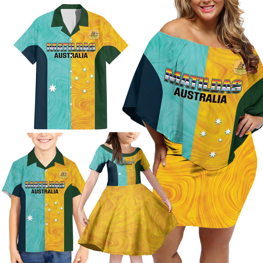 Custom Pride Month Matildas Family Matching Off Shoulder Short Dress and Hawaiian Shirt Australia Til Its Done Mixed Color