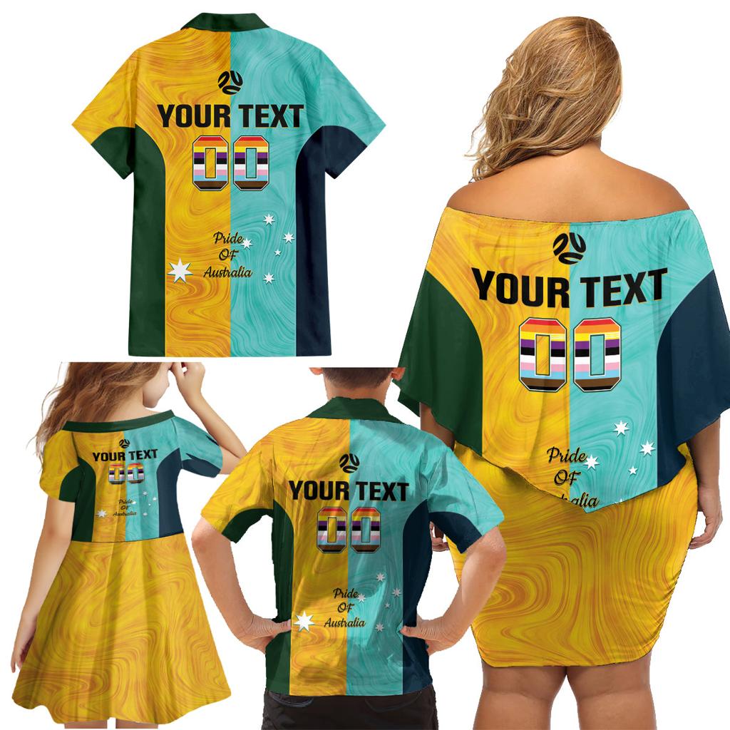 Custom Pride Month Matildas Family Matching Off Shoulder Short Dress and Hawaiian Shirt Australia Til Its Done Mixed Color
