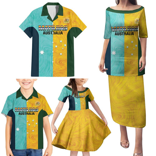 Custom Pride Month Matildas Family Matching Puletasi and Hawaiian Shirt Australia Til Its Done Mixed Color