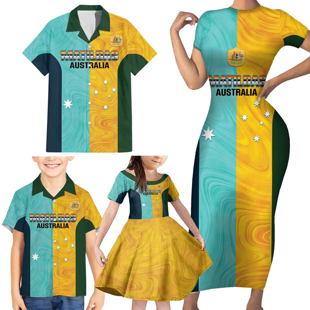 Custom Pride Month Matildas Family Matching Short Sleeve Bodycon Dress and Hawaiian Shirt Australia Til Its Done Mixed Color