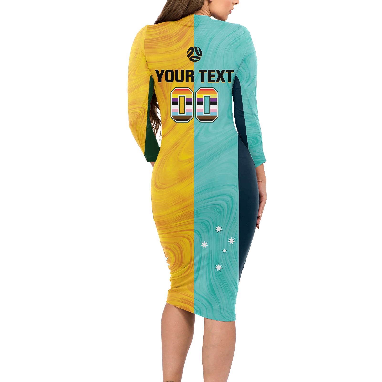 Custom Pride Month Matildas Long Sleeve Bodycon Dress Australia Til Its Done Mixed Color