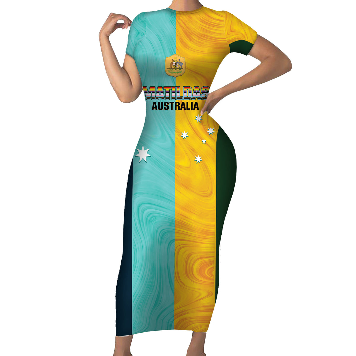 Custom Pride Month Matildas Short Sleeve Bodycon Dress Australia Til Its Done Mixed Color