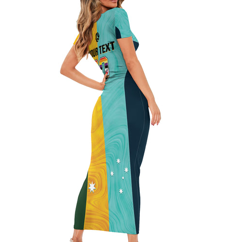 Custom Pride Month Matildas Short Sleeve Bodycon Dress Australia Til Its Done Mixed Color