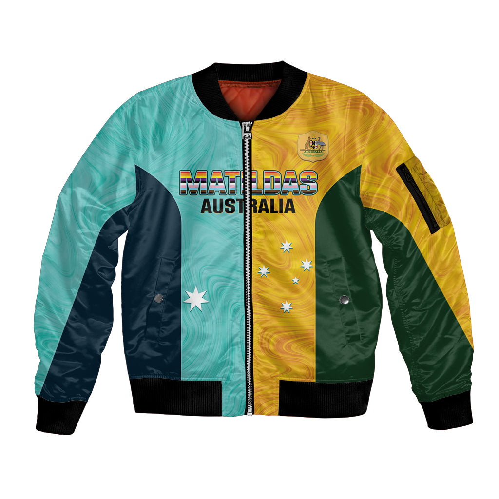 Custom Pride Month Matildas Sleeve Zip Bomber Jacket Australia Til Its Done Mixed Color