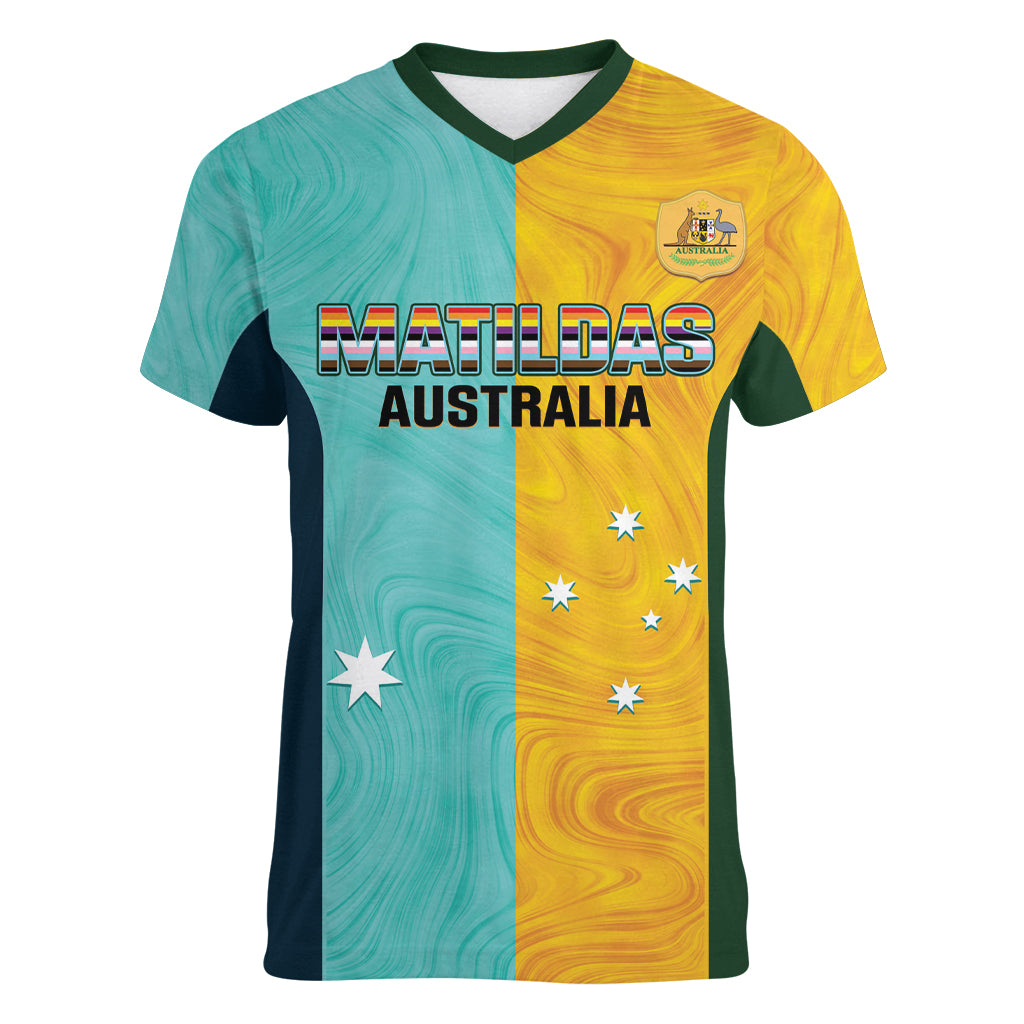 Custom Pride Month Matildas Women V-Neck T-Shirt Australia Til Its Done Mixed Color